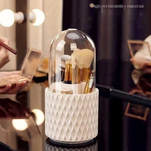 Dustproof Rotating Makeup Brushes Holder with Lid