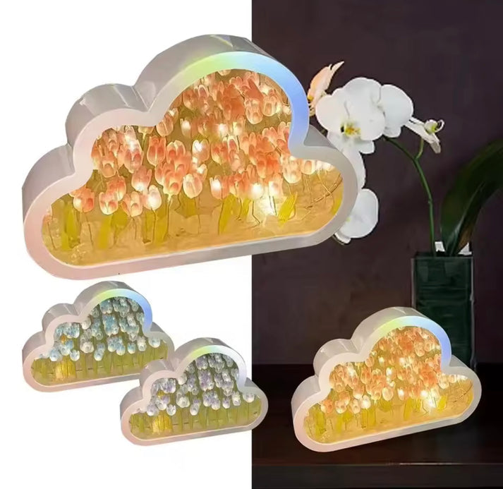 3D Cloud Shape Tulip Night Light LED Lamp
