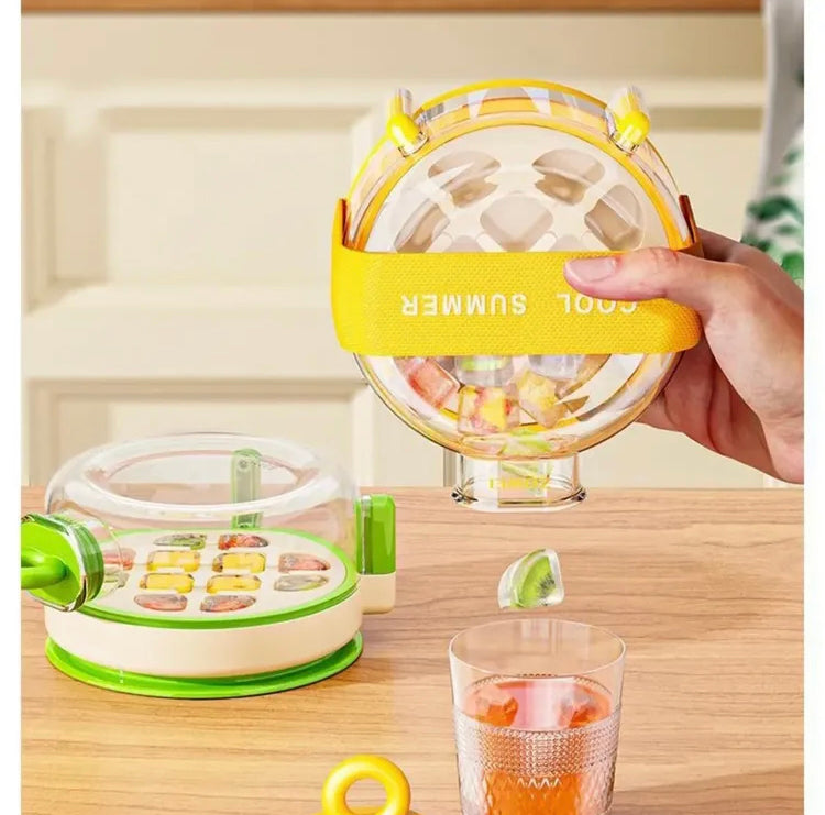 2 in 1 Round Beverage Dispenser and Ice Cuber Maker