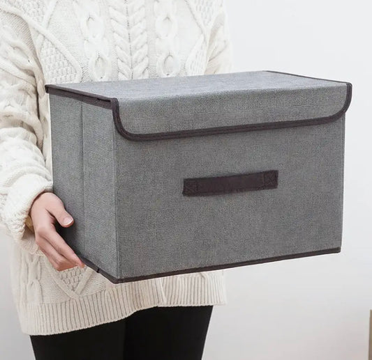 Foldable Non Woven Fabric Storage Box Gray Home Supplies