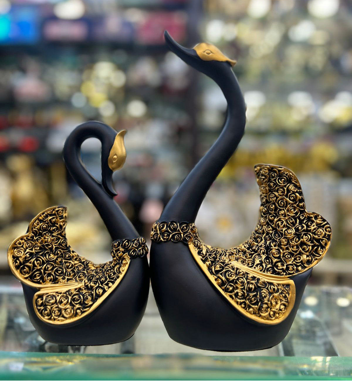 2 Pcs Set of Black with Gold Ducks for Home Decoration