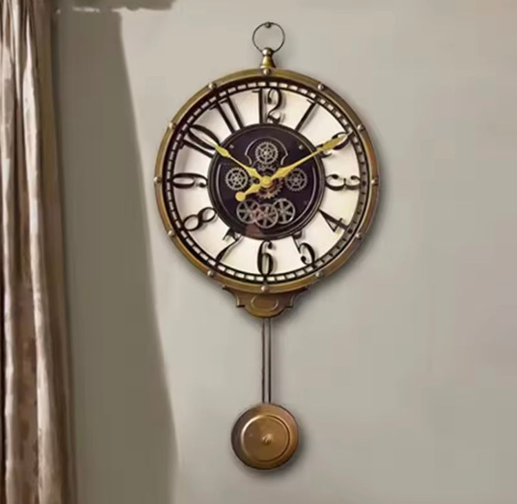 Large Retro Pendulum Wall Hanging Clock