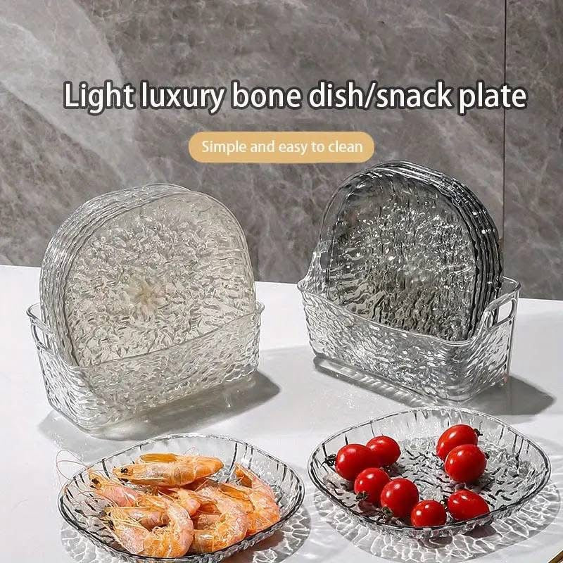 Luxury Acrylic 6 Pcs Crystal Plates Set with Storage Box