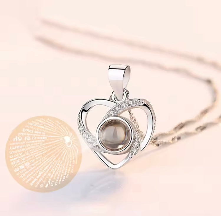Love Heart Pendant with Roses Gift Box Packaging