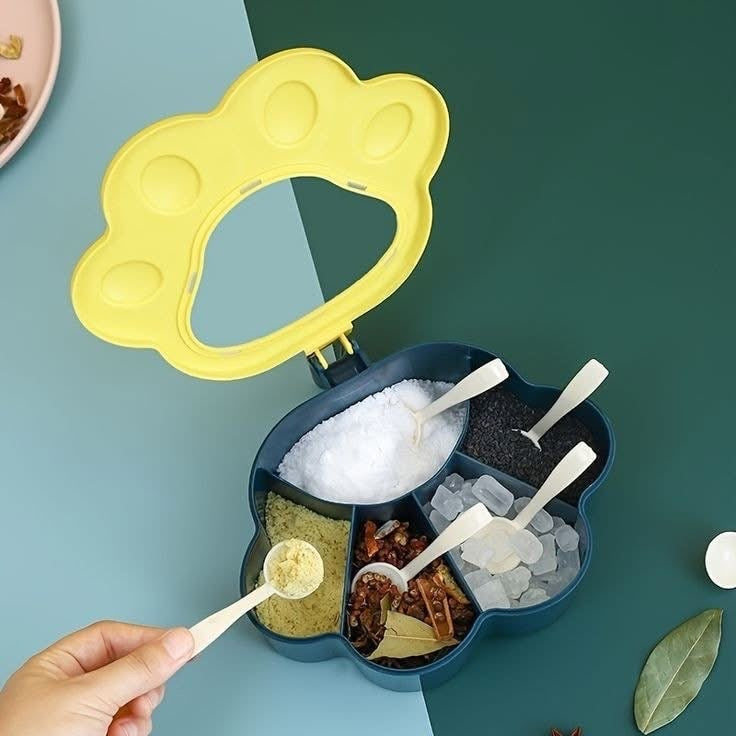 Five Compartments Spice Box with Spoons