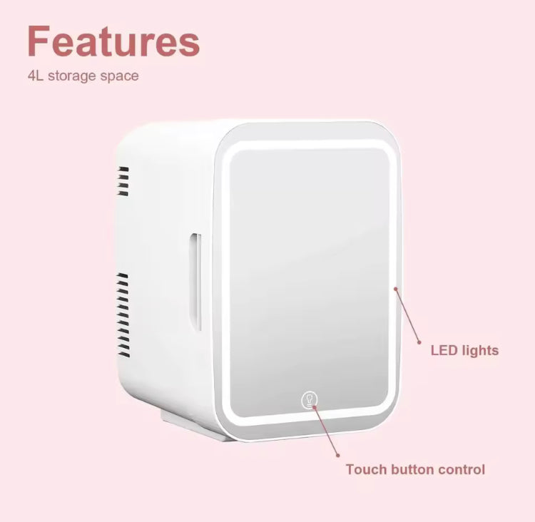Mini Makeup Fridge Ac/Dc Cooler & Warmer for Beauty & Skincare with Led Mirror