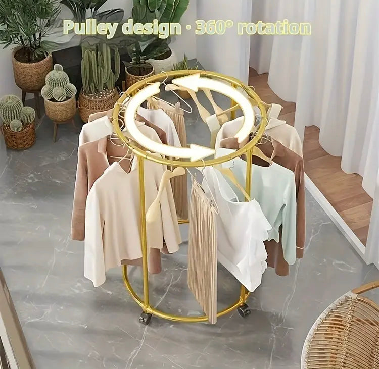 Rotating Hanging Clothes Rack Stand with Wheels