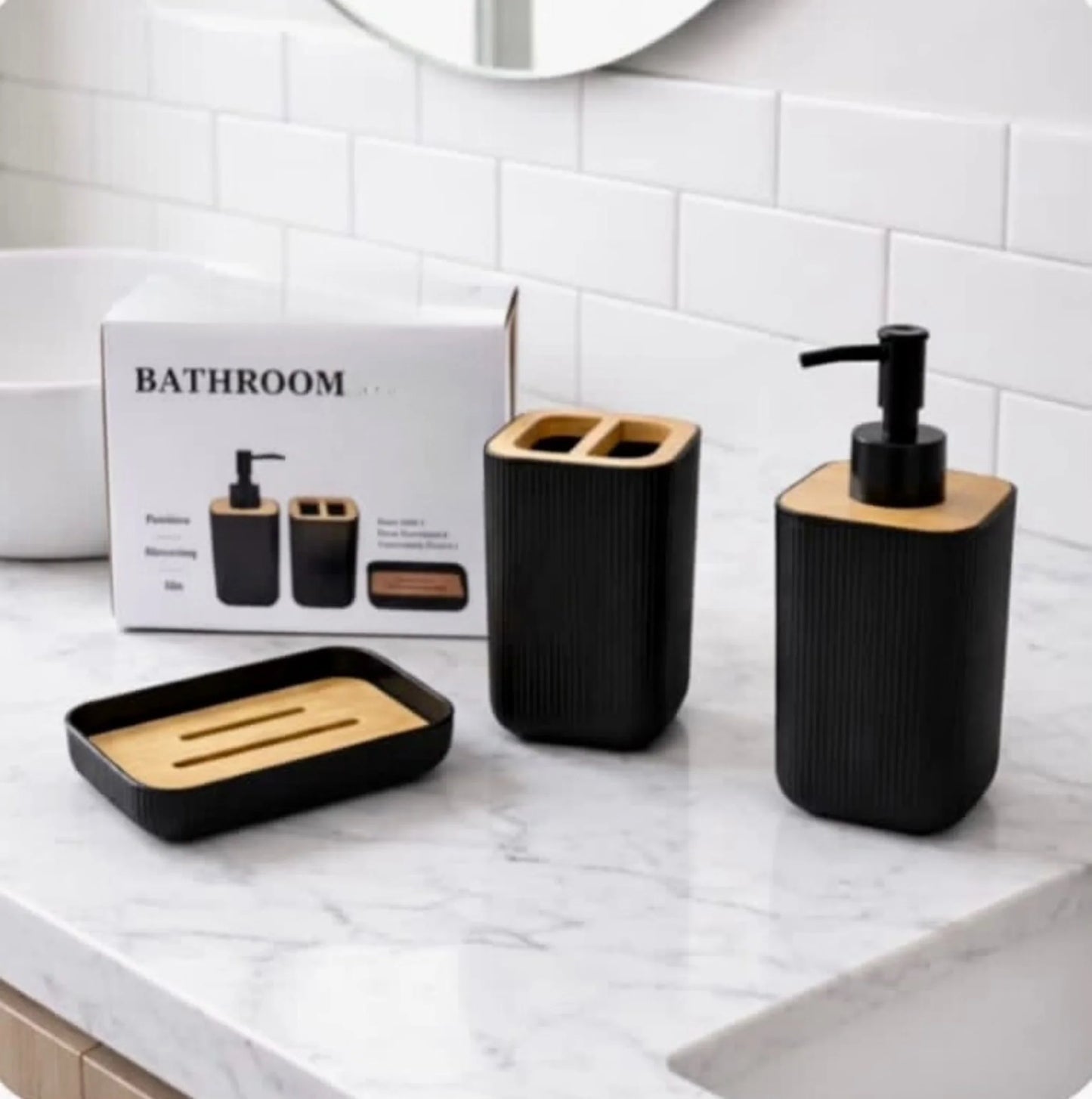 3 Pcs Square Bathroom Set Accessories