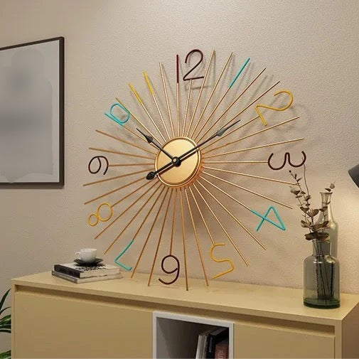 Large Size Gold Multicolour Wall Clock