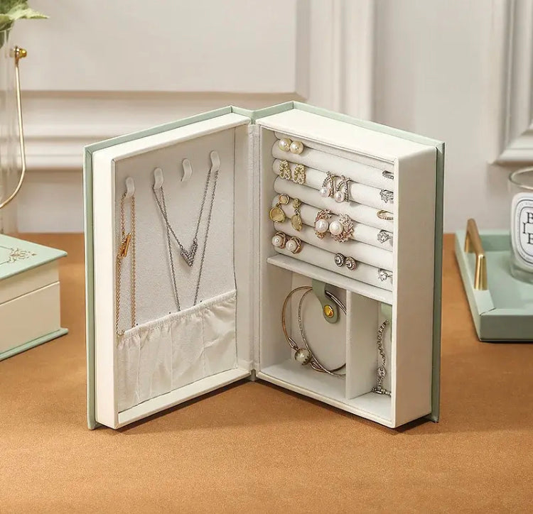 Book Shaped PU Leather Jewellery Box with Magnetic Lock