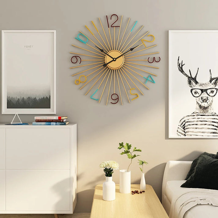 Large Size Gold Multicolour Wall Clock
