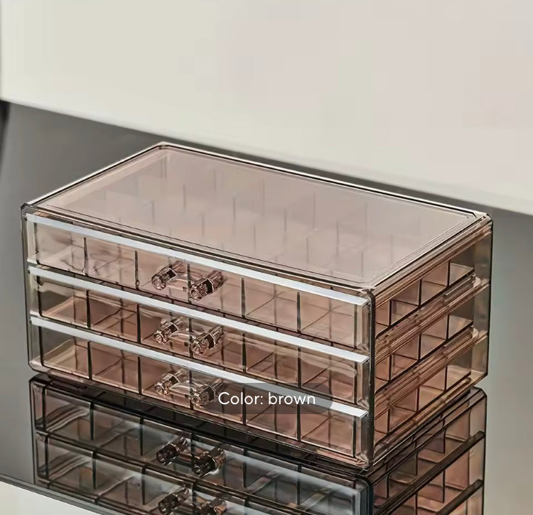 Luxury 3 Layer-72 Grids Large Capacity Dustproof Jewellery Organizer