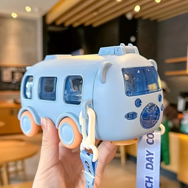 500ml Cute Bus Water Bottle for Kids with Strap
