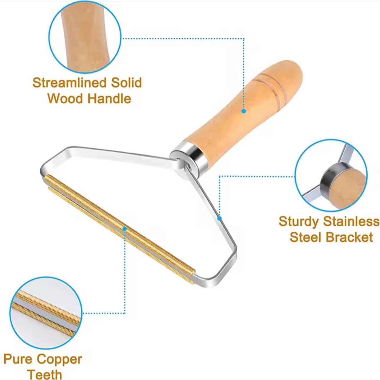 Wooden Handle Clothes Lint Remover