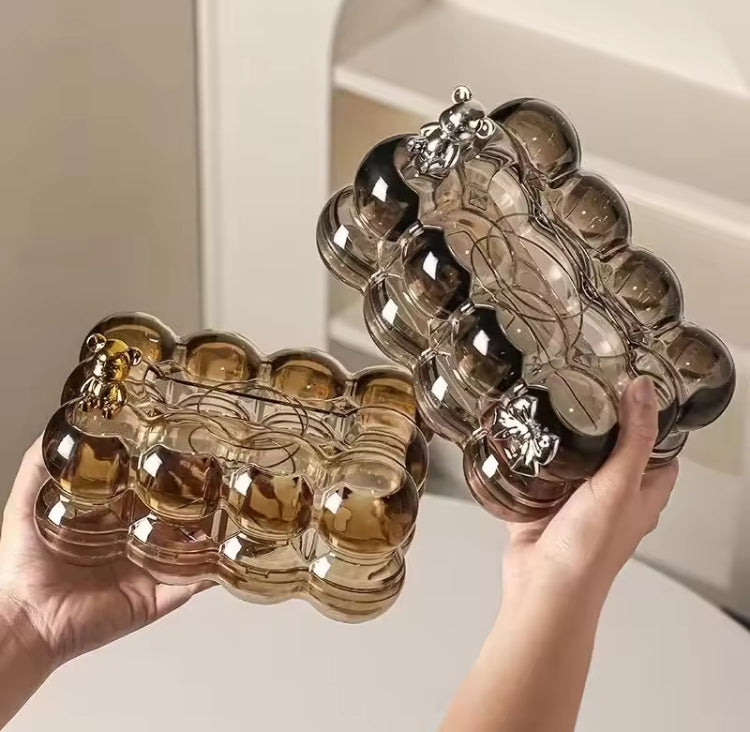 Acrylic Bubble Tissue Box with Bow & Bear