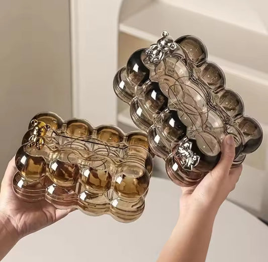 Acrylic Bubble Tissue Box with Bow & Bear