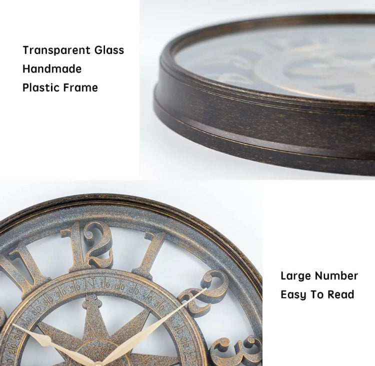 18" Large Vintage 3D Digital Silent Wall Hanging clock
