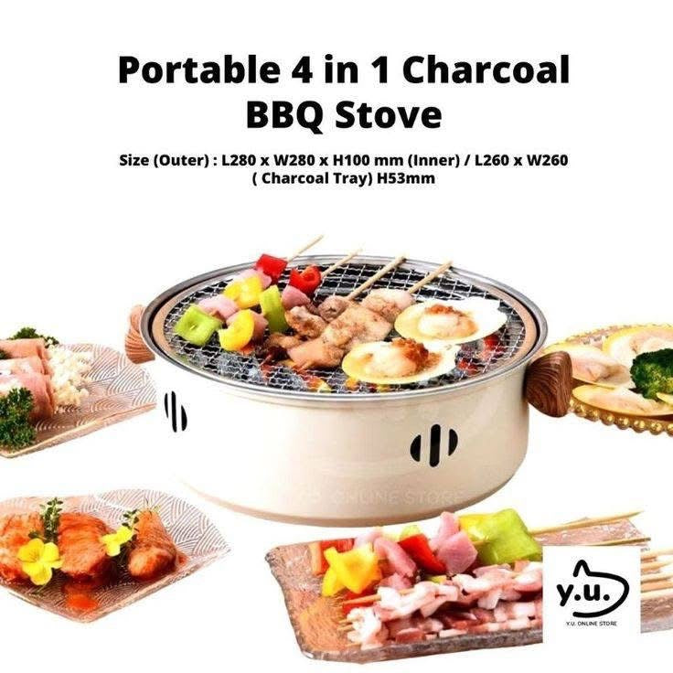 Portable BBQ Grill with Wooden Handles