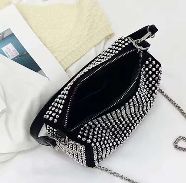 Luxury PU Leather Rhinestone Diamond Shoulder Bag