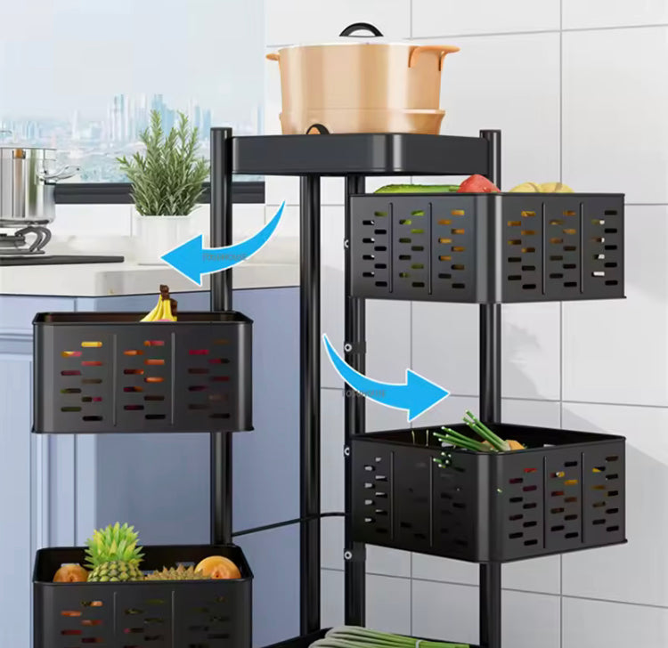 Metal Multi Layer Rotating Trolley with Wheels