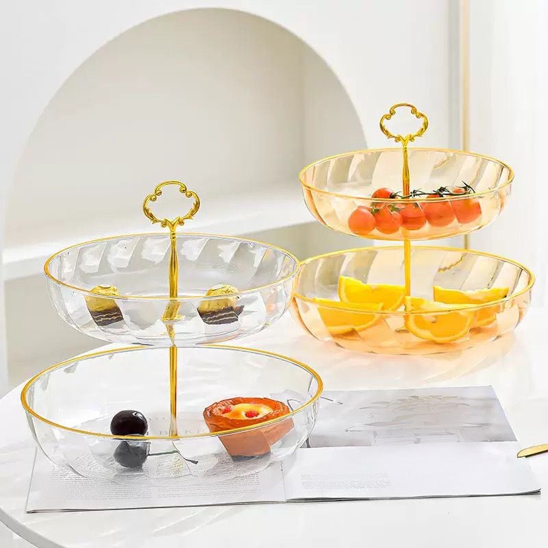 Double Layer Acrylic Cake Snacks Multipurpose Stand with Handle