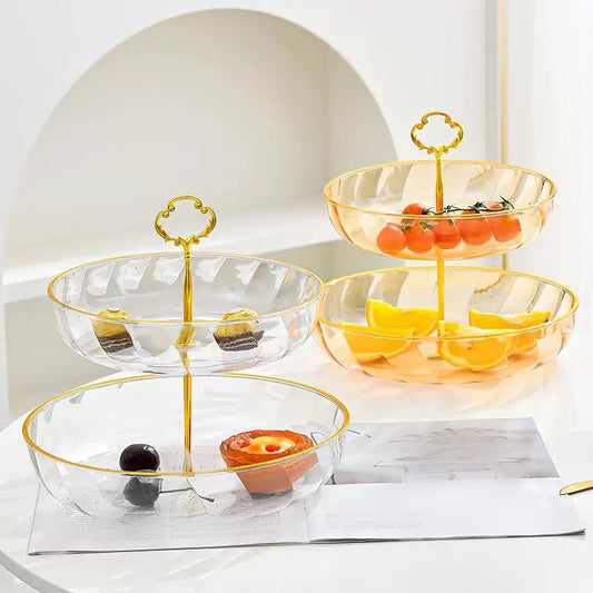Double Layer Acrylic Cake Snacks Multipurpose Stand with Handle