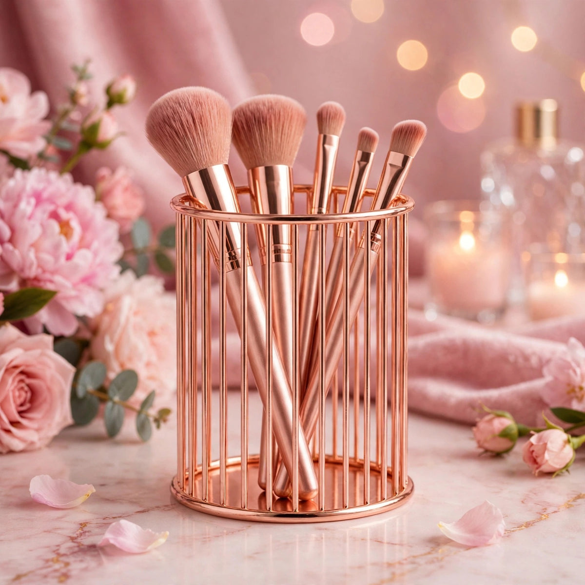 Rose Gold Metallic Brushes Holder