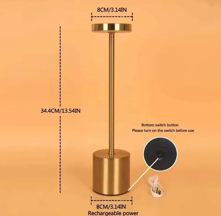 Modern Rechargeable Metal LED Touch Lamp with Three Modes of Light