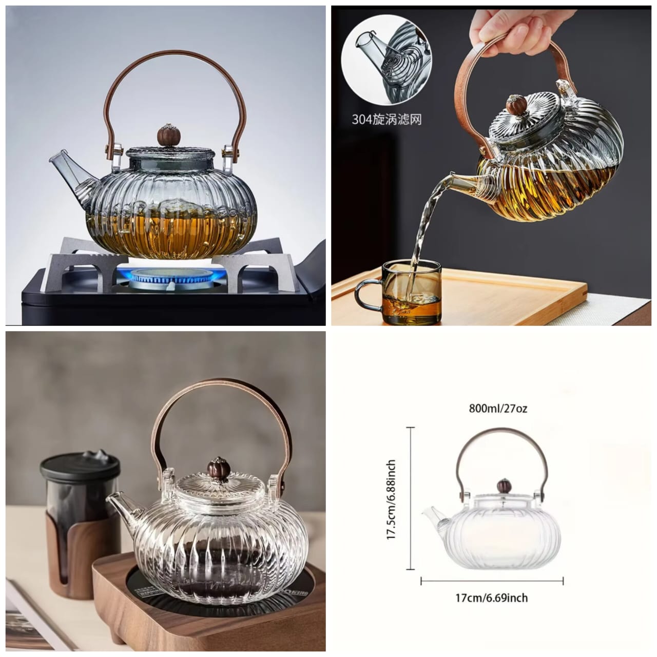 800ml Heat Resistant Glass Teapot