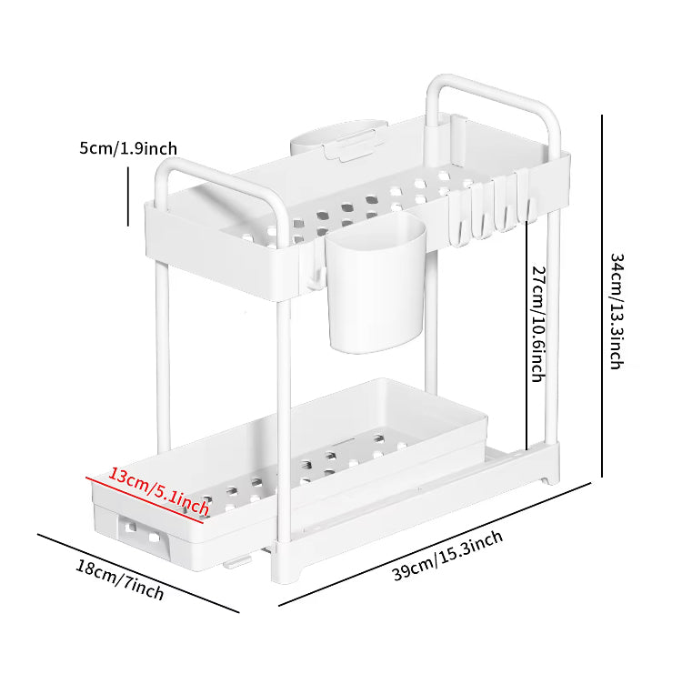 Double Layer Sliding Drawer Multipurpose Organizer Rack