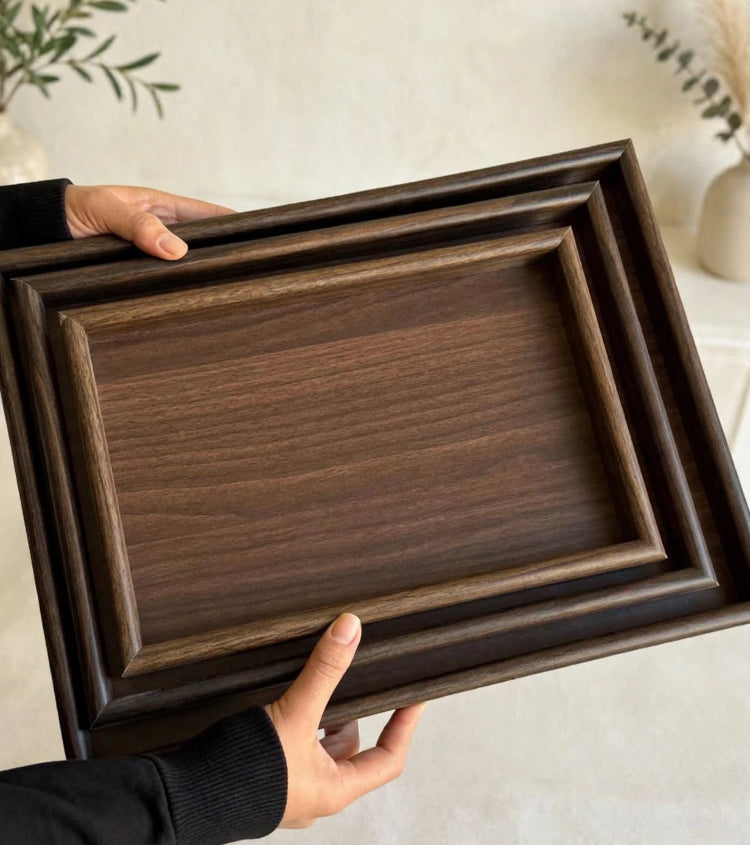3 Pcs Premium Quality Wooden Trays Set