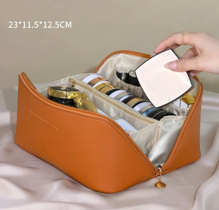 Leather Makeup Cosmetics Spacious Makeup Travelling Bag