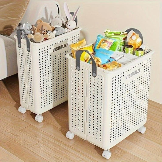 Collapsible Laundry Basket with Handle & Wheels
