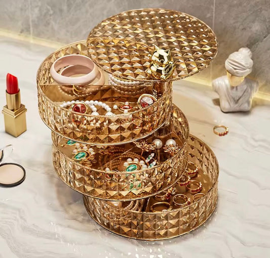 Luxury Acrylic 4 Layer Rotating Jewellery Organizer