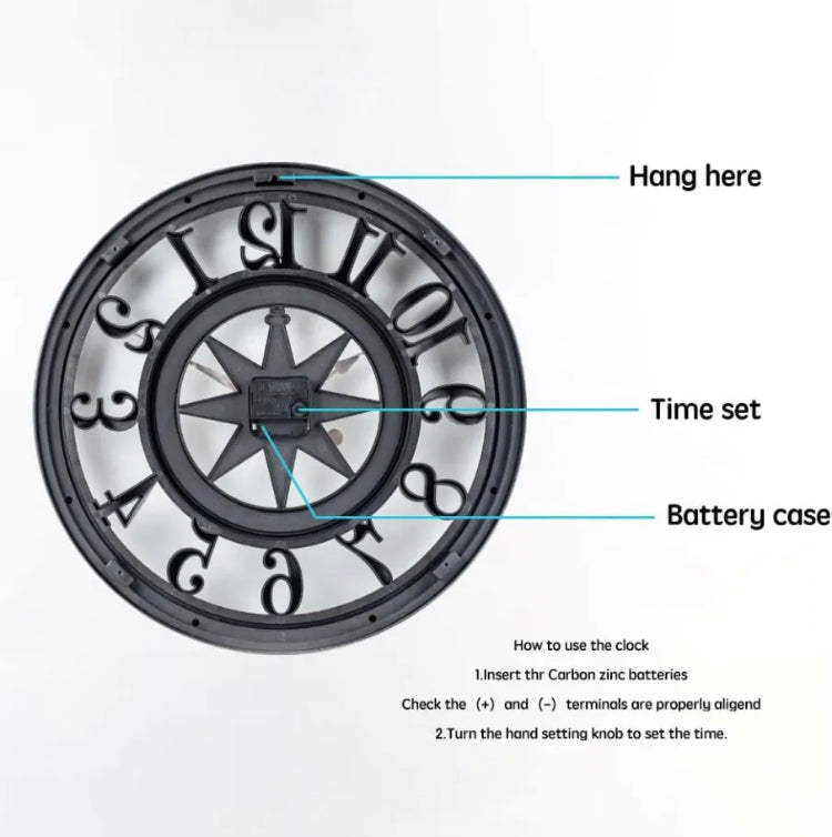 18" Large Vintage 3D Digital Silent Wall Hanging clock