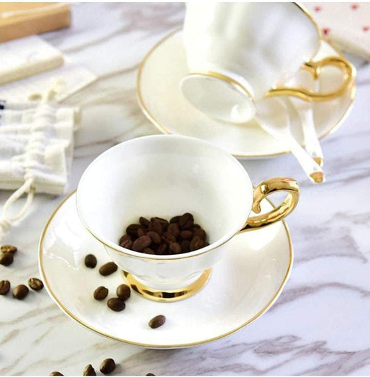 Cermaic Cups Set with Saucers and Box Packaging