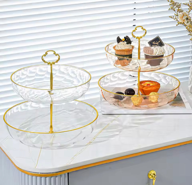 Double Layer Acrylic Cake Snacks Multipurpose Stand with Handle
