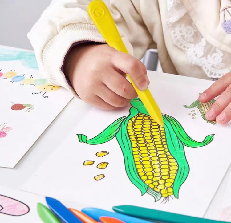 12 Colours Plastic Crayons Non-Toxic & Safe for Childrens