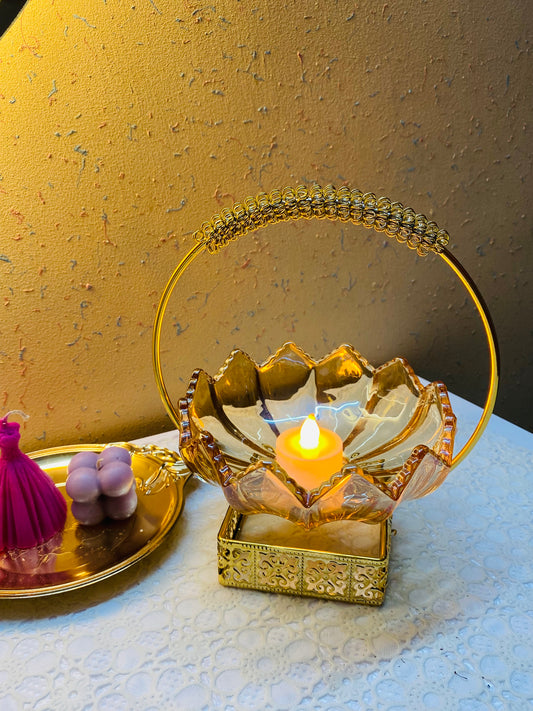 Metal Crystal Basket for Home Decor