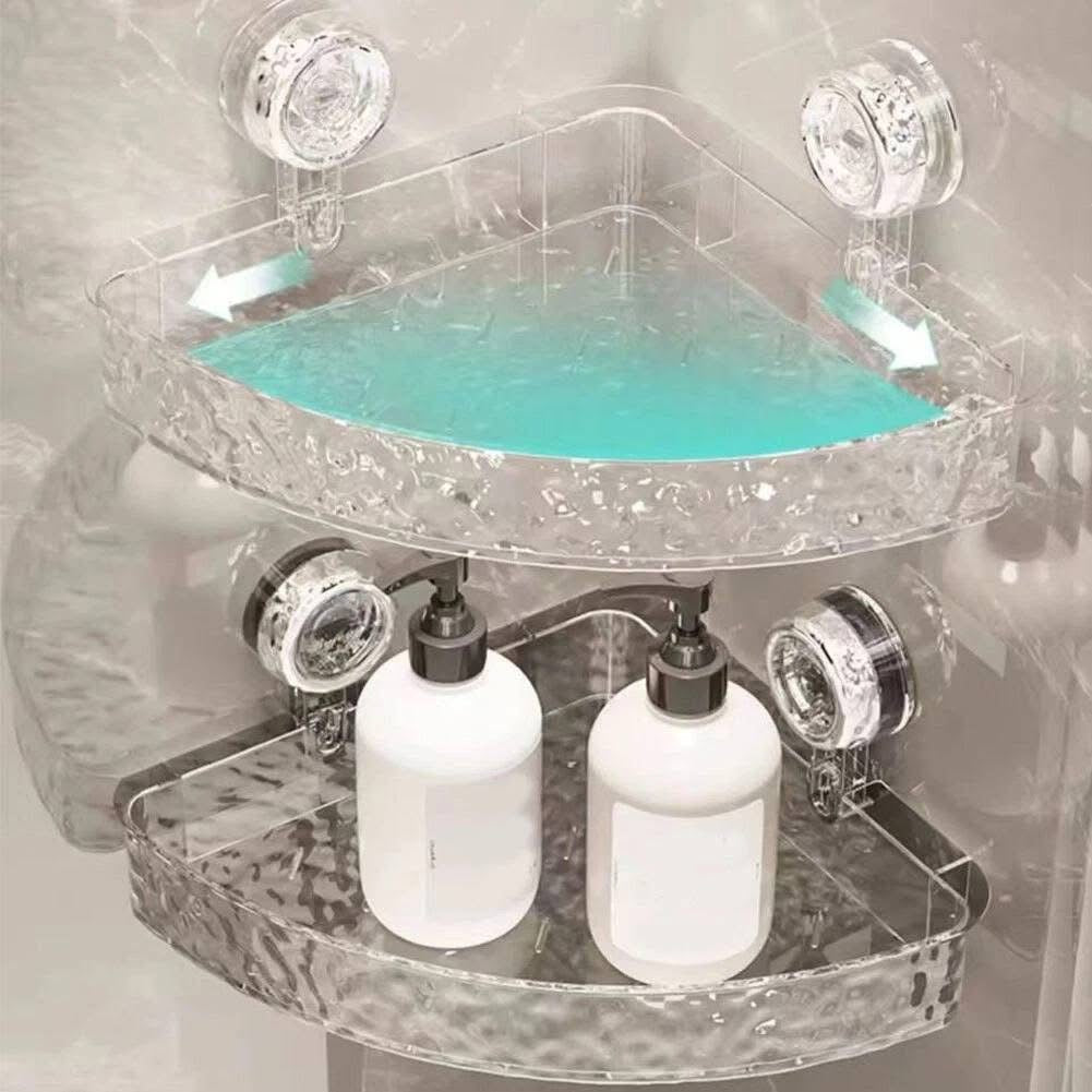 Acrylic Wall Mounted Suction Corner Shelf with Box Packaging