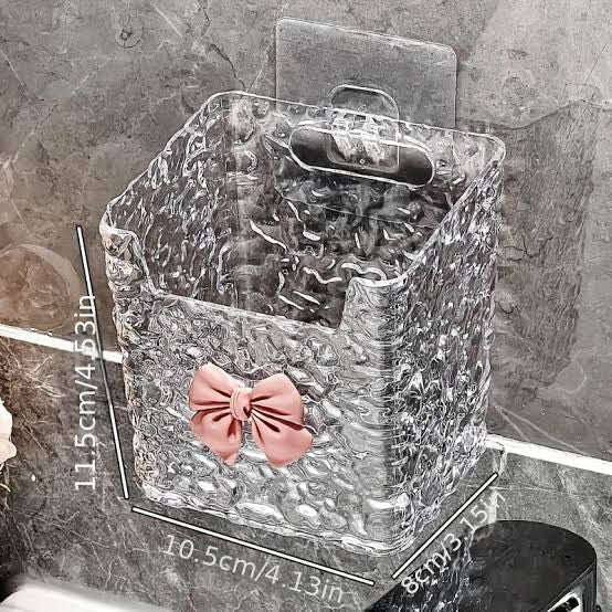 Wall Adhesive Acrylic Bow Storage Holder