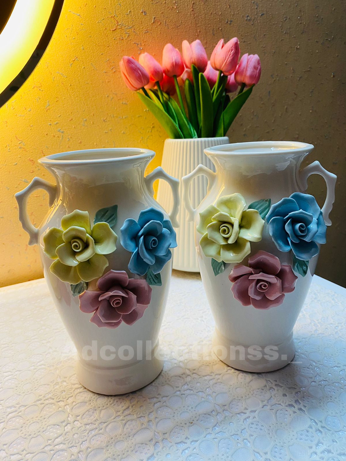 2 Pcs Modern Style Ceramic Flower Decorative Vase Centerpiece Home Decor