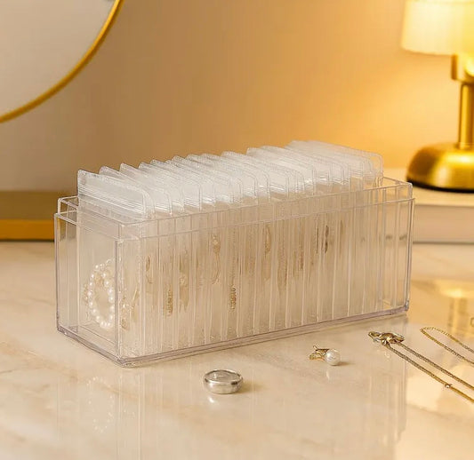 Clear Jewellery Organizer with 20 Reusable Ziplock Bags