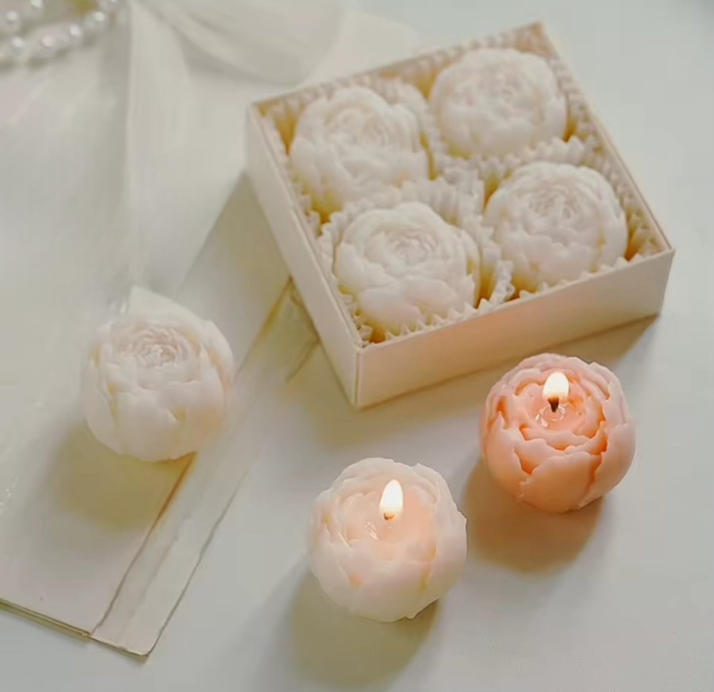 4 Pcs Flower Rose Scented Candles Gift Box
