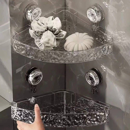 Acrylic Wall Mounted Suction Corner Shelf with Box Packaging