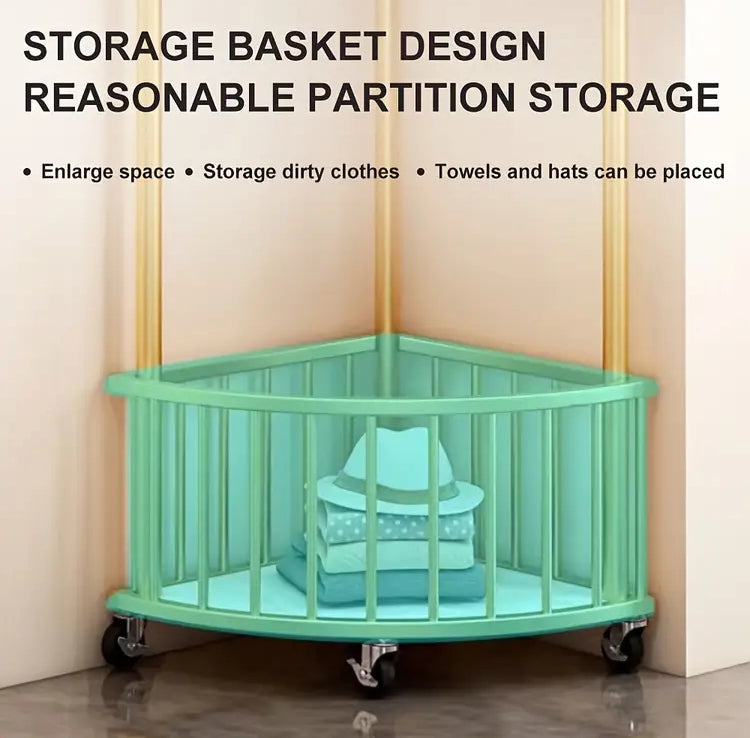 Modern Metal Corner Rack with Wheels