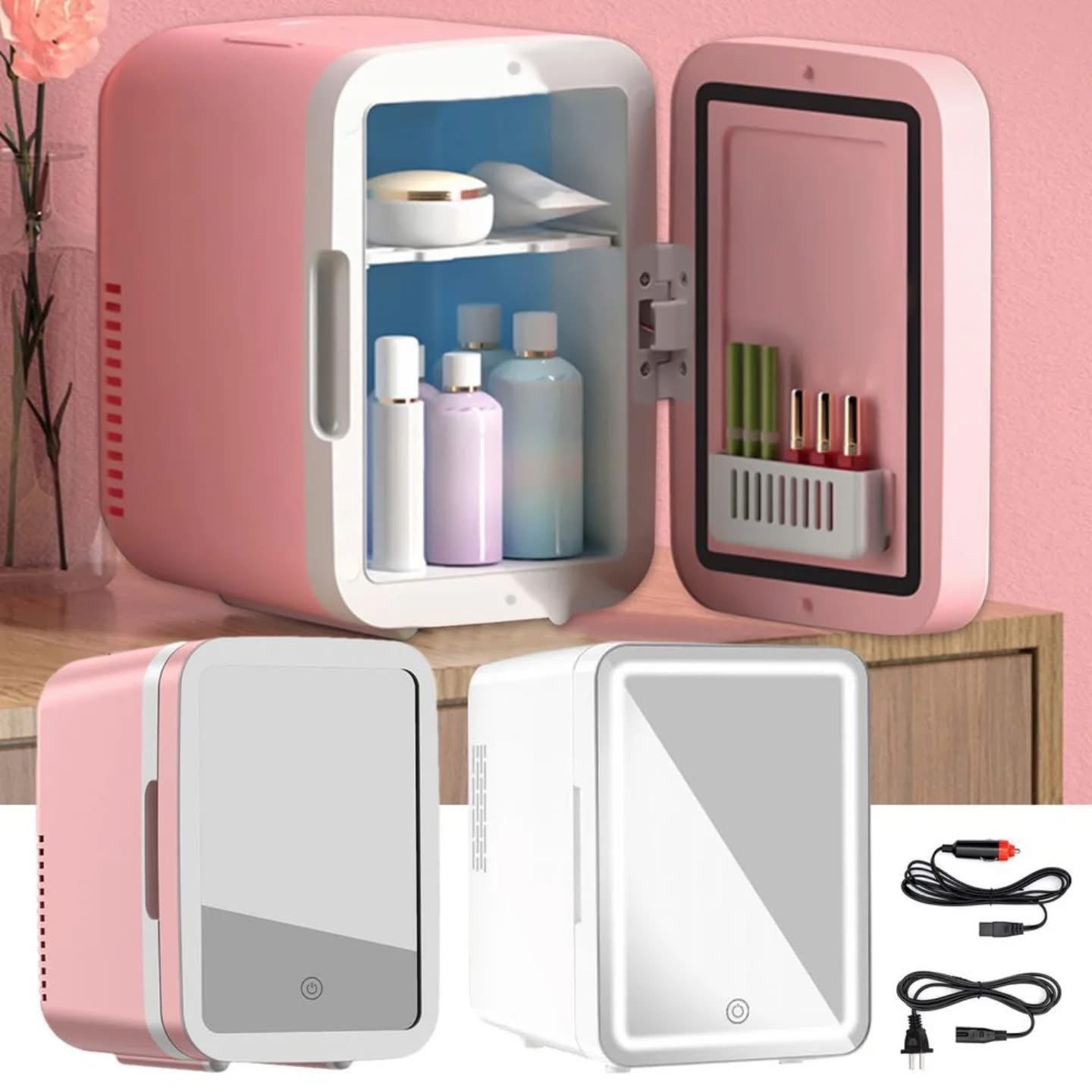 Mini Makeup Fridge Ac/Dc Cooler & Warmer for Beauty & Skincare with Led Mirror