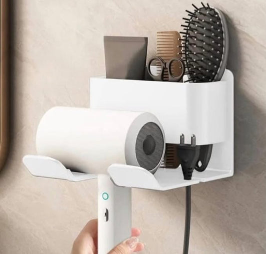 Wall Mounted Hair Dryer and Brushes Holder