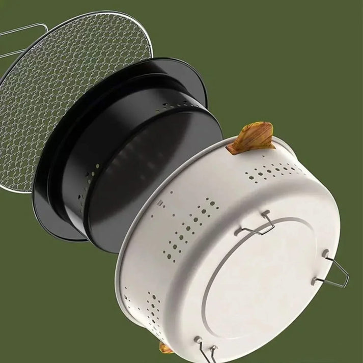 Portable BBQ Grill with Wooden Handles