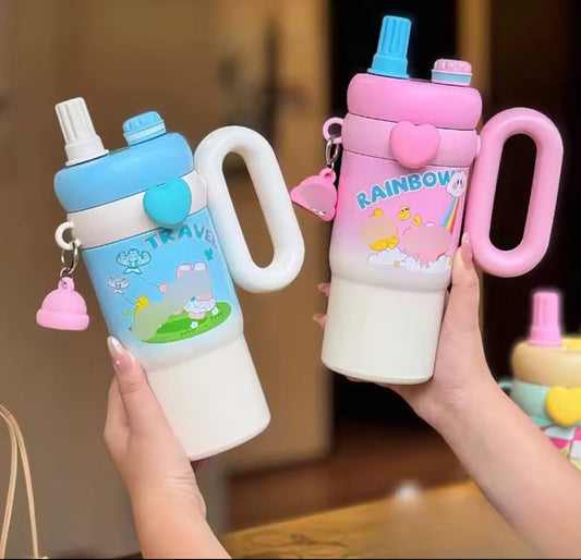 850ml Stainless Steel Tumbler & Sipper with Handle